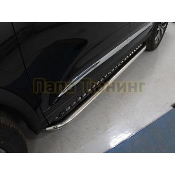 Пороги с площадкой 75х42 мм ТСС для Chery Tiggo 8 2020- Пороги с площадкой 75х42 мм ТСС для Chery Tiggo 8 2020-