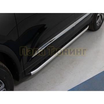 Пороги алюминиевые с пластиковой накладкой 1720 мм ТСС для Chery Tiggo 8 2020-