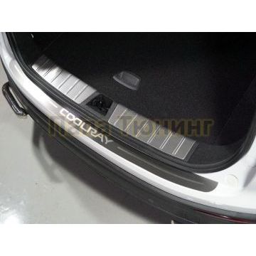 Накладка на задний бампер (лист шлифованный надпись Coolray) ТСС для Geely Coolray 2020-2024
