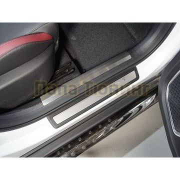 Накладки на пластиковые пороги (лист шлифованный) 2шт ТСС для Geely Coolray 2020-2024