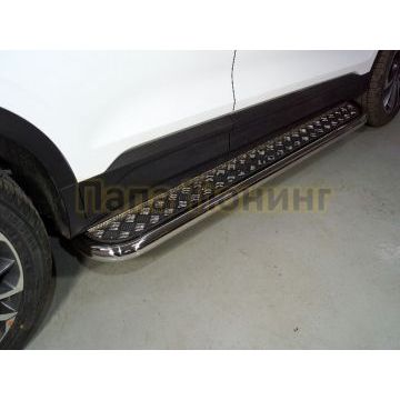 Пороги с площадкой 60,3 мм ТСС для Geely Coolray 2020-2024