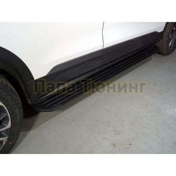 Пороги алюминиевые "Slim Line Black" 1720 мм ТСС для Geely Coolray 2020-2024 Пороги алюминиевые "Slim Line Black" 1720 мм ТСС для Geely Coolray 2020-2024