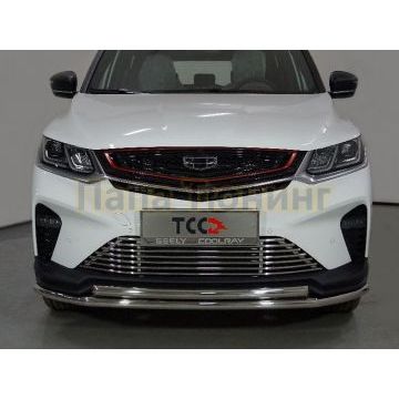 Защита передняя нижняя (двойная) 42,4/42,4 мм ТСС для Geely Coolray 2020-2024