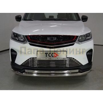 Защита передняя нижняя (двойная) 60,3/42,4 мм ТСС для Geely Coolray 2020-2024