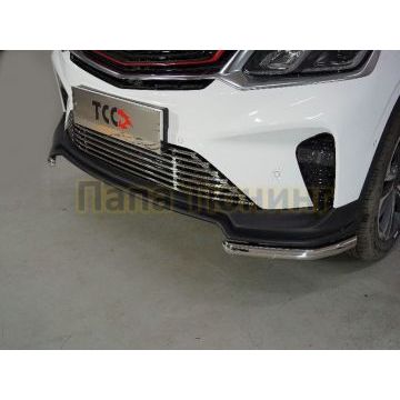 Защита передняя (уголки) 42,4 мм ТСС для Geely Coolray 2020-2024