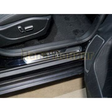 Накладки на пороги (лист зеркальный надпись Geely) 4шт ТСС для Geely Emgrand X7 2018-
