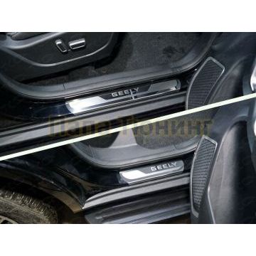 Накладки на пороги (лист зеркальный надпись Geely) 4шт ТСС для Geely Emgrand X7 2018-