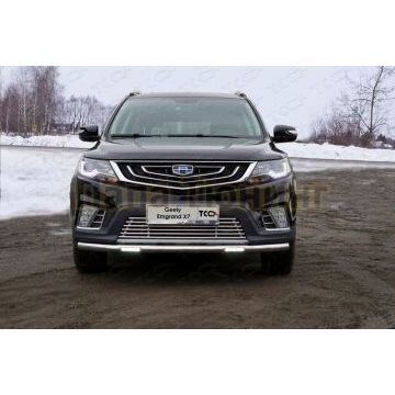 Защита передняя нижняя (с ДХО) 60,3 мм ТСС для Geely Emgrand X7 2018-