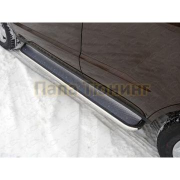 Пороги с площадкой (нерж. лист) 42,4 мм ТСС для Geely Emgrand X7 2018-