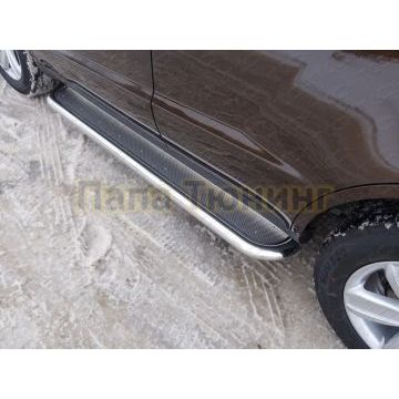 Пороги с площадкой (нерж. лист) 60,3 мм ТСС для Geely Emgrand X7 2018-