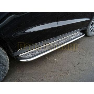 Пороги с площадкой 75х42 мм ТСС для Geely Emgrand X7 2018-