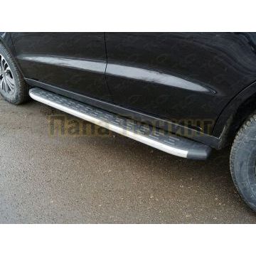 Пороги алюминиевые с пластиковой накладкой 1720 мм ТСС для Geely Emgrand X7 2018-