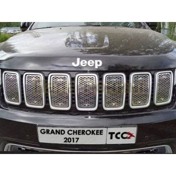 Решетка радиатора верхняя (лист) 7щт ТСС для Jeep Grand Cherokee 2017-