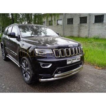 Защита передняя нижняя (двойная) 76,1/75 мм ТСС для Jeep Grand Cherokee 2017-