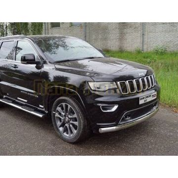Защита передняя (овальная длинная) 75х42 мм ТСС для Jeep Grand Cherokee 2017-