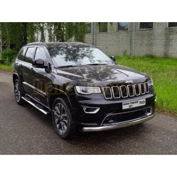 Защита передняя (овальная длинная) 75х42 мм ТСС для Jeep Grand Cherokee 2017-