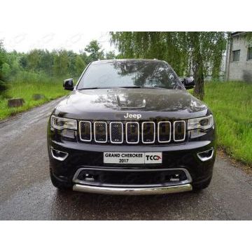 Защита передняя (овальная короткая) 75х42 мм ТСС для Jeep Grand Cherokee 2017-