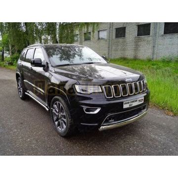 Защита передняя (овальная короткая) 75х42 мм ТСС для Jeep Grand Cherokee 2017-