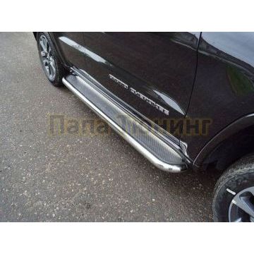 Пороги с площадкой (нерж. лист) 60,3 мм ТСС для Jeep Grand Cherokee 2017- Пороги с площадкой (нерж. лист) 60,3 мм ТСС для Jeep Grand Cherokee 2017-