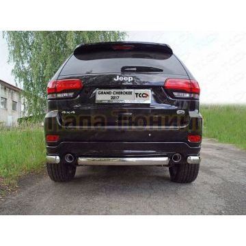 Защита задняя (центральная овальная) 75х42 мм ТСС для Jeep Grand Cherokee 2017-