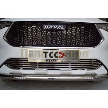 Защита передняя нижняя (короткая с ДХО) 60,3 мм ТСС для HAVAL F7 2019-2022 (1,5 л., 4WD)