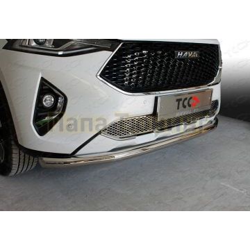 Защита передняя нижняя (длинная) 60,3 мм ТСС для HAVAL F7 2019- 2022 (1,5 л., 4WD)