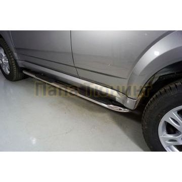 Пороги овальные гнутые с накладкой 75х42 мм ТСС для Haval H5 2020-2024