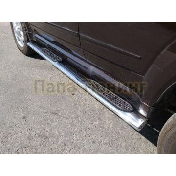 Пороги овальные с накладкой 120х60 мм ТСС для Haval H5 2020-2024