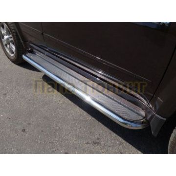 Пороги с площадкой (нерж. лист) 42,4 мм ТСС для Haval H5 2020-2024