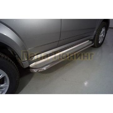 Пороги с площадкой (нерж. лист) 75х42 мм ТСС для Haval H5 2020-2024