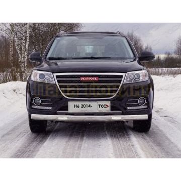 Защита передняя нижняя (овальная с ДХО) 75х42 мм ТСС для Haval H6 2015-