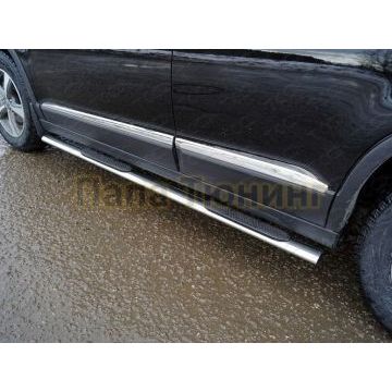 Пороги овальные с накладкой 75х42 мм ТСС для Haval H6 2015-