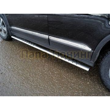 Пороги овальные с проступью 75х42 мм ТСС для Haval H6 2015-