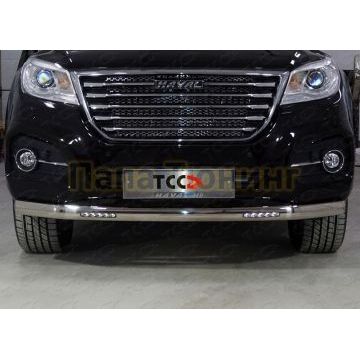 Защита передняя нижняя (овальная с ДХО) 75х42 мм ТСС для Haval H9 2017-2024