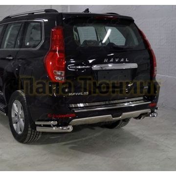 Защита задняя (уголки двойные) 76,1/42,4 мм ТСС для Haval H9 2017-2024