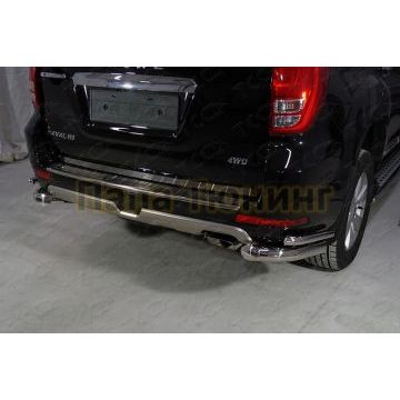 Защита задняя (уголки двойные) 76,1/42,4 мм ТСС для Haval H9 2017-2024