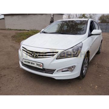 Решетка радиатора 12 мм ТСС для Hyundai Accent 2014-2017