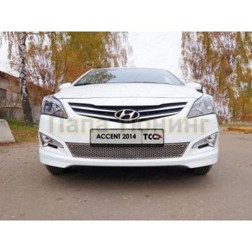 Решетка радиатора (лист) ТСС для Hyundai Accent 2014-2017
