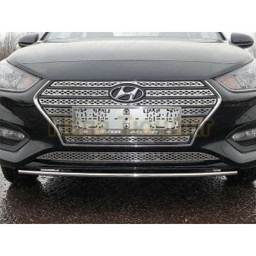 Решетка радиатора верхняя (лист) ТСС для Hyundai Accent 2017-