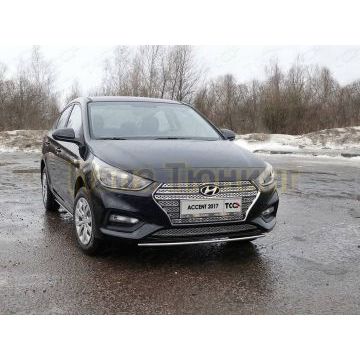 Защита передняя нижняя 25 мм ТСС для Hyundai Accent 2017-
