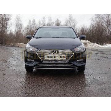 Защита передняя нижняя 25 мм ТСС для Hyundai Accent 2017-