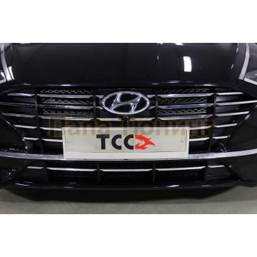 Решетка радиатора внутренняя (алюминий black) ТСС для Hyundai Sonata 2020-