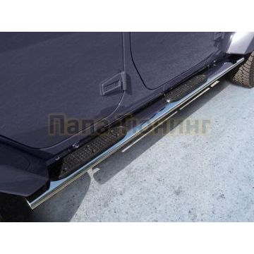 Пороги овальные с накладкой 120х60 мм ТСС для Jeep Wrangler 5D (2.0T, JL) 2018-