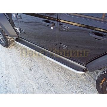 Пороги с площадкой (нерж. лист) 60,3 мм ТСС для Jeep Wrangler 5D (2.0T, JL) 2018-