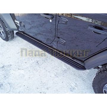 Пороги алюминиевые "Slim Line Black" 1920 мм ТСС для Jeep Wrangler 5D (2.0T, JL) 2018-