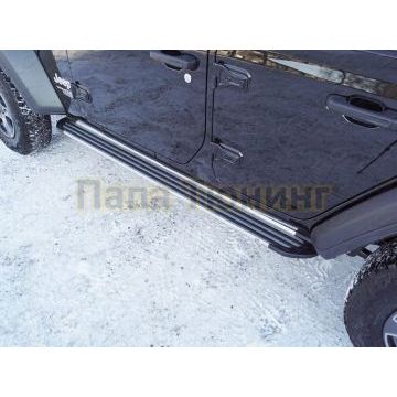 Пороги алюминиевые "Slim Line Silver" 1920 мм ТСС для Jeep Wrangler 5D (2.0T, JL) 2018-