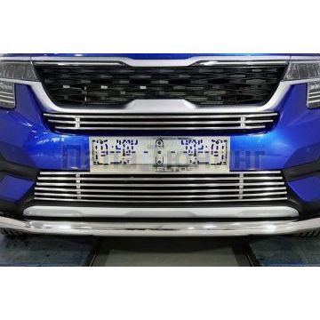Решетка радиатора верхняя 12 мм ТСС для Kia Seltos 2020-
