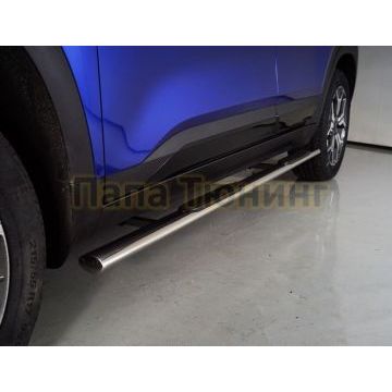 Пороги овальные с накладкой 75х42 мм ТСС для Kia Seltos 2020-