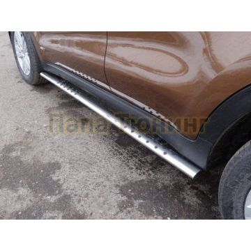 Пороги овальные с проступью 75х42 мм ТСС для Kia Seltos 2020-