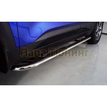 Пороги овальные гнутые с накладкой 75х42 мм ТСС для Kia Seltos 2020-